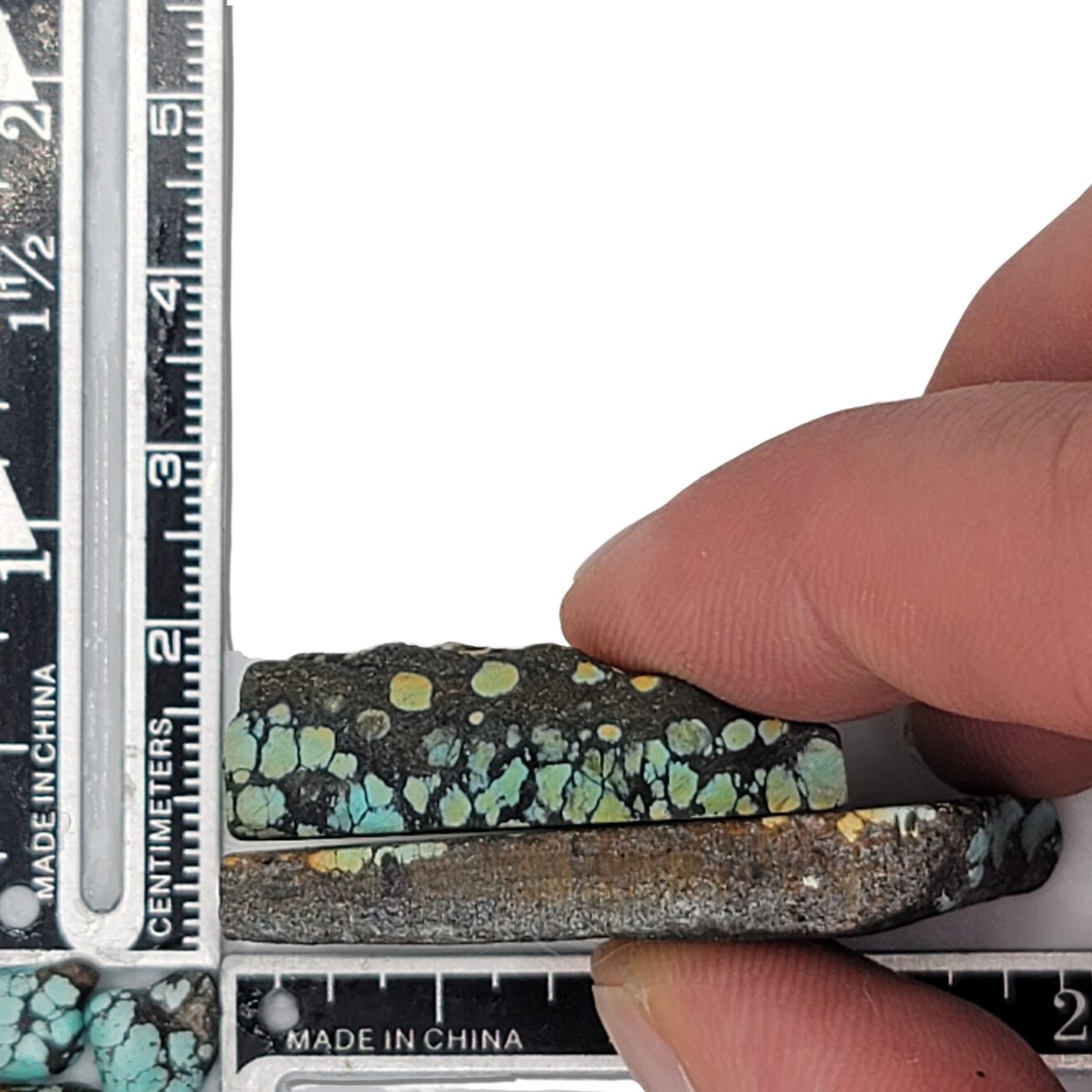Stone Nature Ruler 24g Natural Hubei Turquoise Rough Stone Pair - T70 – Natural Turquoise